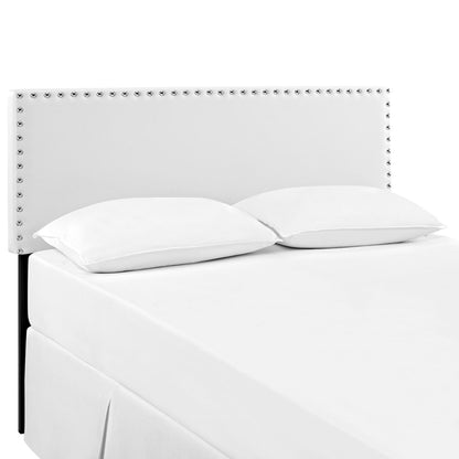 Phoebe King Upholstered Vinyl Headboard, White, Faux Leather 12113