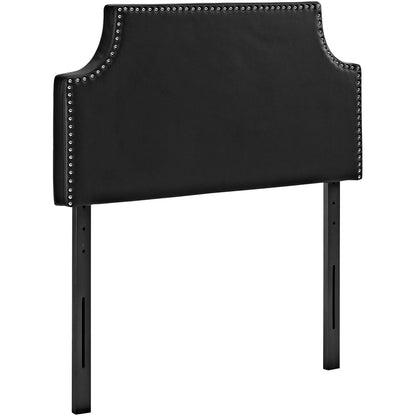 Laura Twin Upholstered Vinyl Headboard, Black, Faux Leather 12119