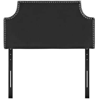 Laura Twin Upholstered Vinyl Headboard, Black, Faux Leather 12119