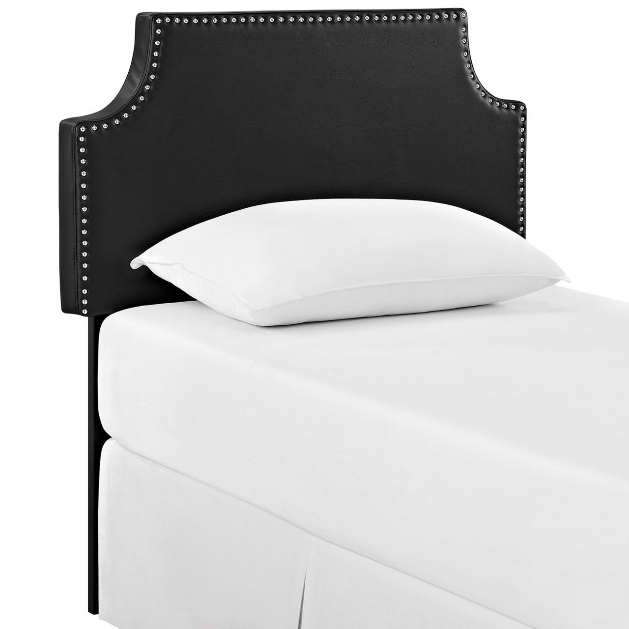 Laura Twin Upholstered Vinyl Headboard, Black, Faux Leather 12119