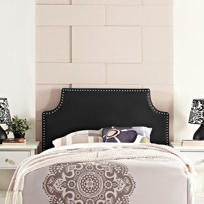 Laura Twin Upholstered Vinyl Headboard, Black, Faux Leather 12119