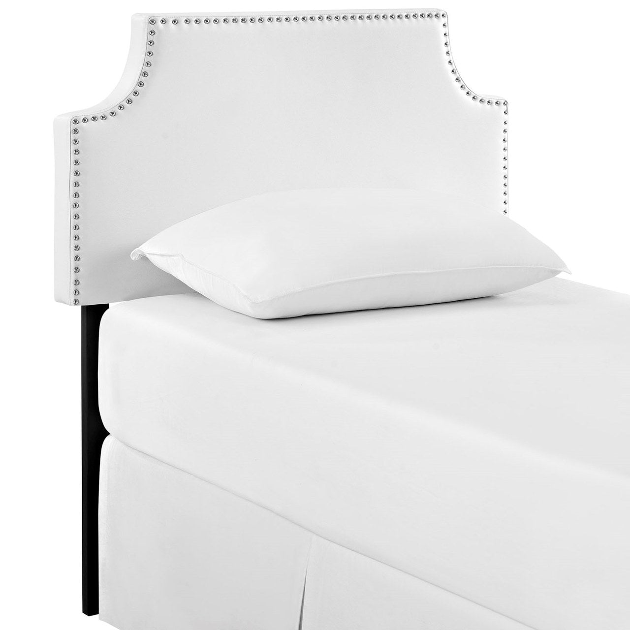 Laura Twin Upholstered Vinyl Headboard, White, Faux Leather 12120