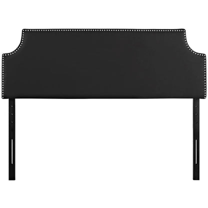 Laura Full Upholstered Vinyl Headboard, Black, Faux Leather 12128