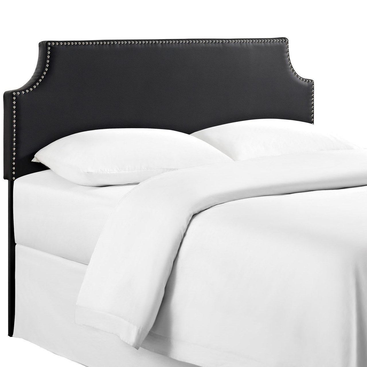 Laura Full Upholstered Vinyl Headboard, Black, Faux Leather 12128