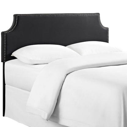 Laura Full Upholstered Vinyl Headboard, Black, Faux Leather 12128
