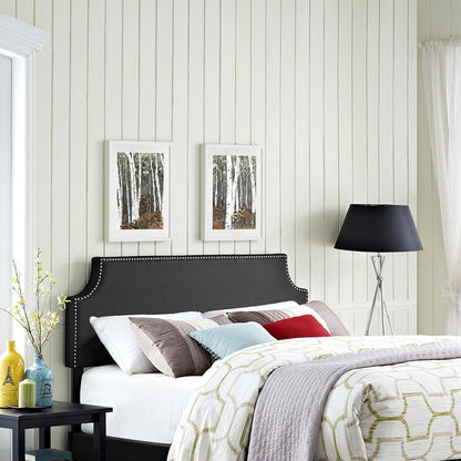 Laura Full Upholstered Vinyl Headboard, Black, Faux Leather 12128