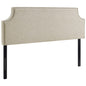 Laura Full Upholstered Fabric Headboard, Full Size, Fabric Nail Rivet, Beige, 14353