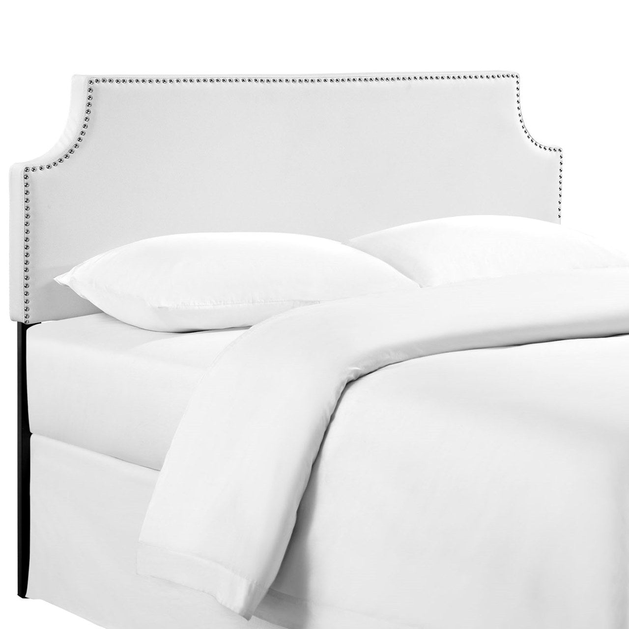 Laura King Upholstered Vinyl Headboard, White, Faux Leather 12143