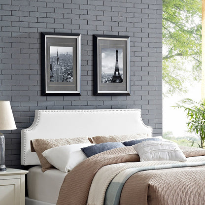 Laura King Upholstered Vinyl Headboard, White, Faux Leather 12143