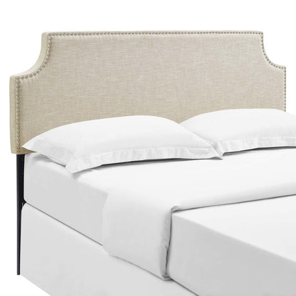 Laura King Upholstered Fabric Headboard, King Size, Fabric Nail Rivet, Beige, 14355