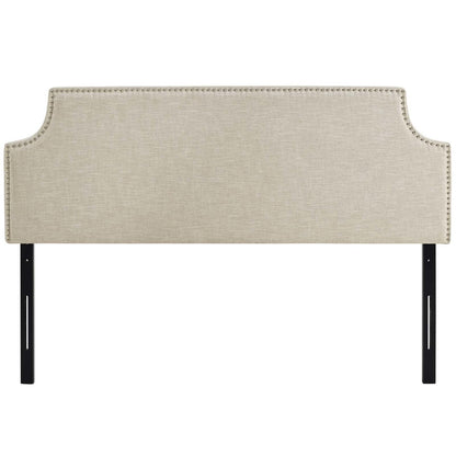 Laura King Upholstered Fabric Headboard, King Size, Fabric Nail Rivet, Beige, 14355