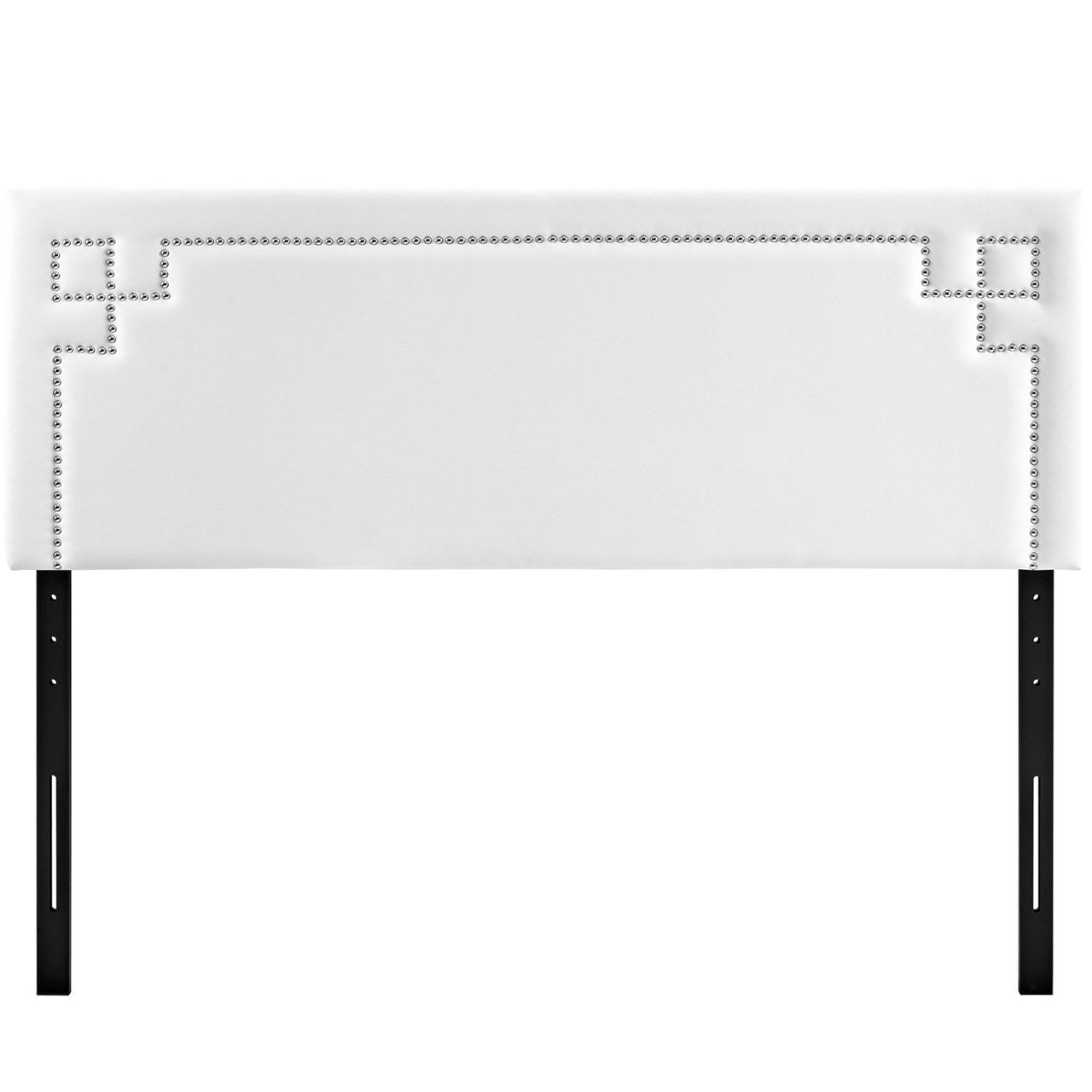 Josie Queen Upholstered Vinyl Headboard, White, Faux Leather 12166