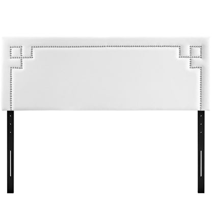 Josie Queen Upholstered Vinyl Headboard, White, Faux Leather 12166