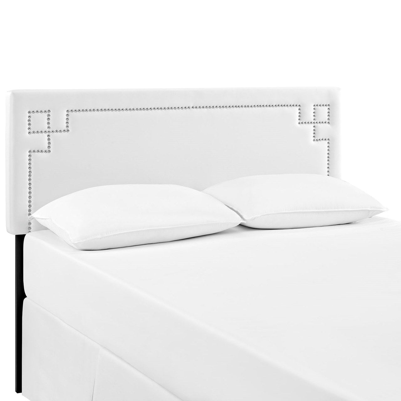 Josie Queen Upholstered Vinyl Headboard, White, Faux Leather 12166