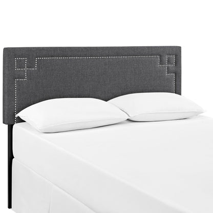 Josie Queen Upholstered Fabric Headboard, Grey, Fabric 12168