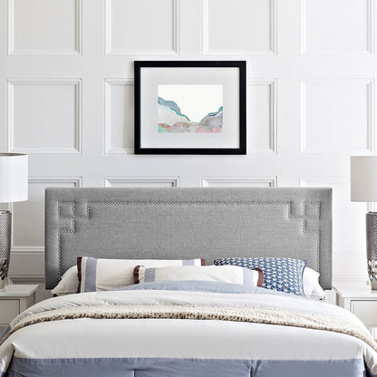 Josie King Upholstered Fabric Headboard, Grey, Fabric 12177