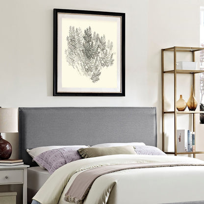 Camille Queen Upholstered Fabric Headboard, Grey, Fabric 12194