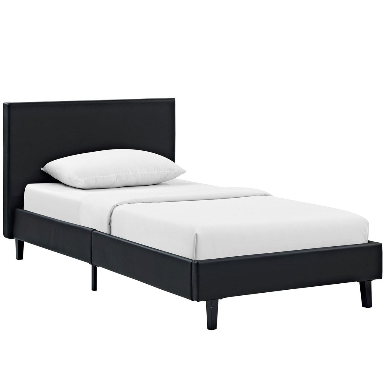 Anya Twin Vinyl Bed, Black, Faux Leather 12201