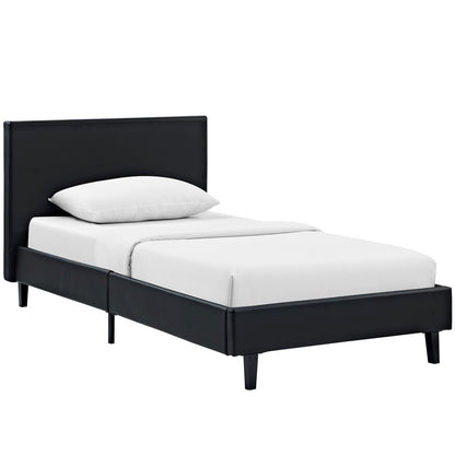 Anya Twin Vinyl Bed, Black, Faux Leather 12201
