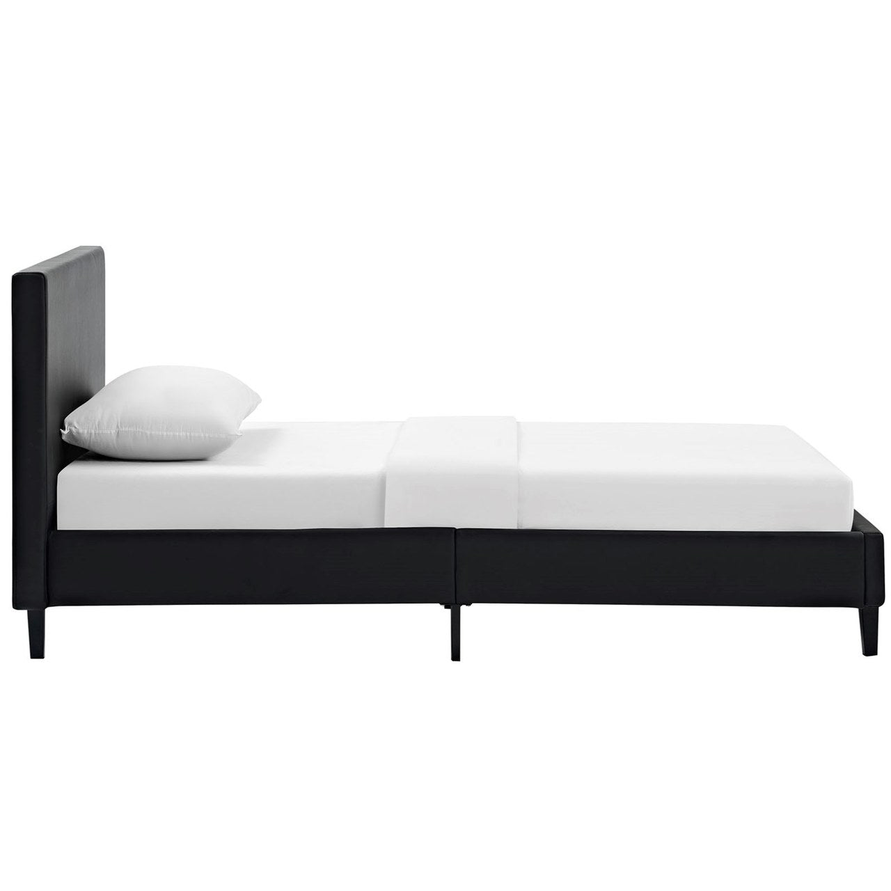 Anya Twin Vinyl Bed, Black, Faux Leather 12201