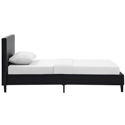 Anya Twin Vinyl Bed, Black, Faux Leather 12201