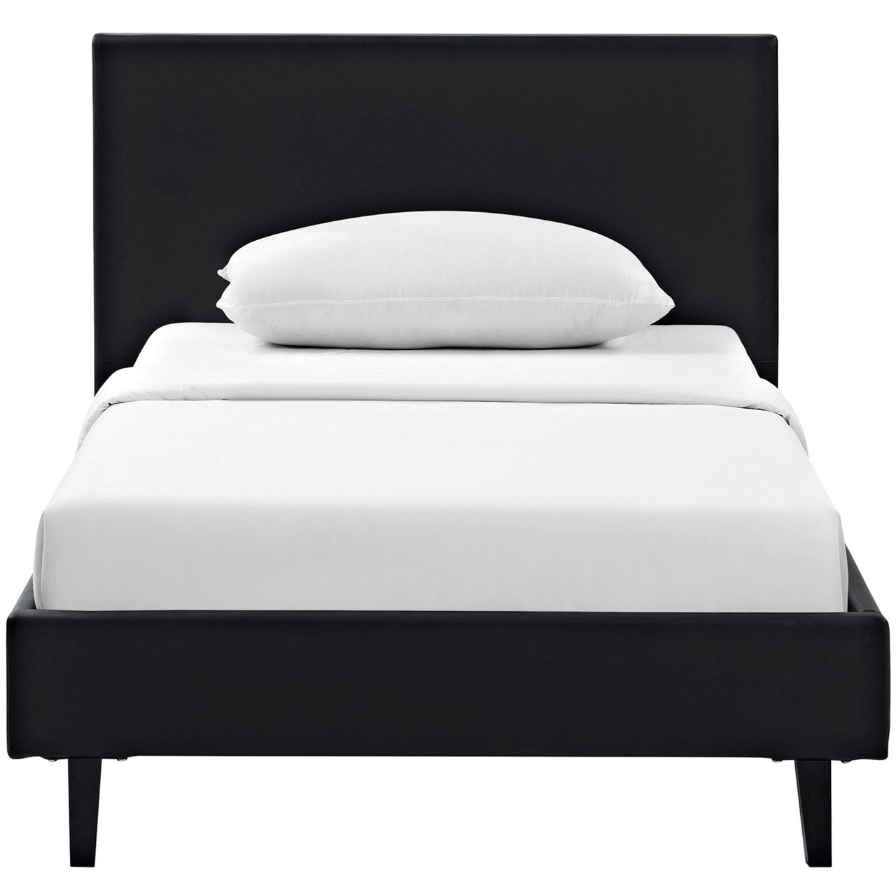 Anya Twin Vinyl Bed, Black, Faux Leather 12201