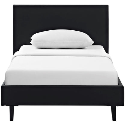Anya Twin Vinyl Bed, Black, Faux Leather 12201