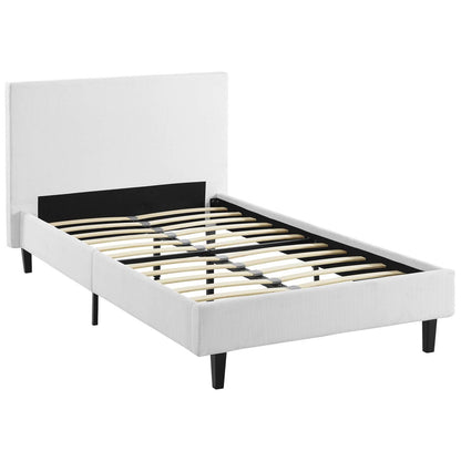 Anya Twin Bed, Twin Size, Fabric, White, 14366