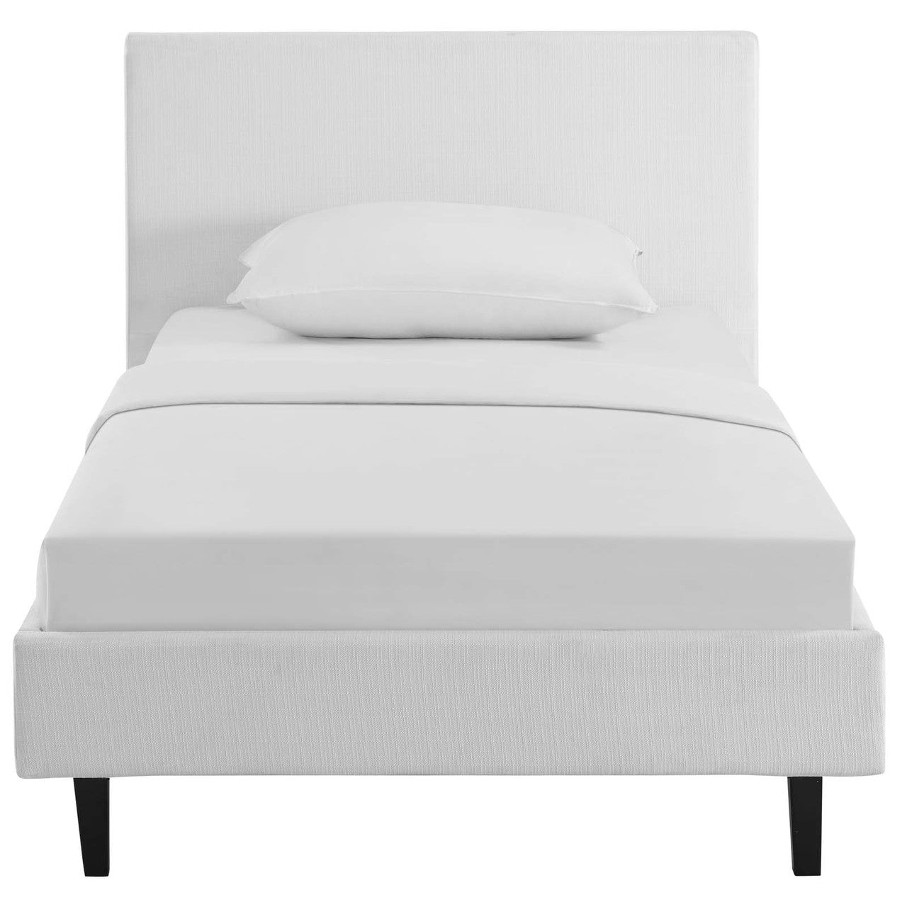 Anya Twin Bed, Twin Size, Fabric, White, 14366