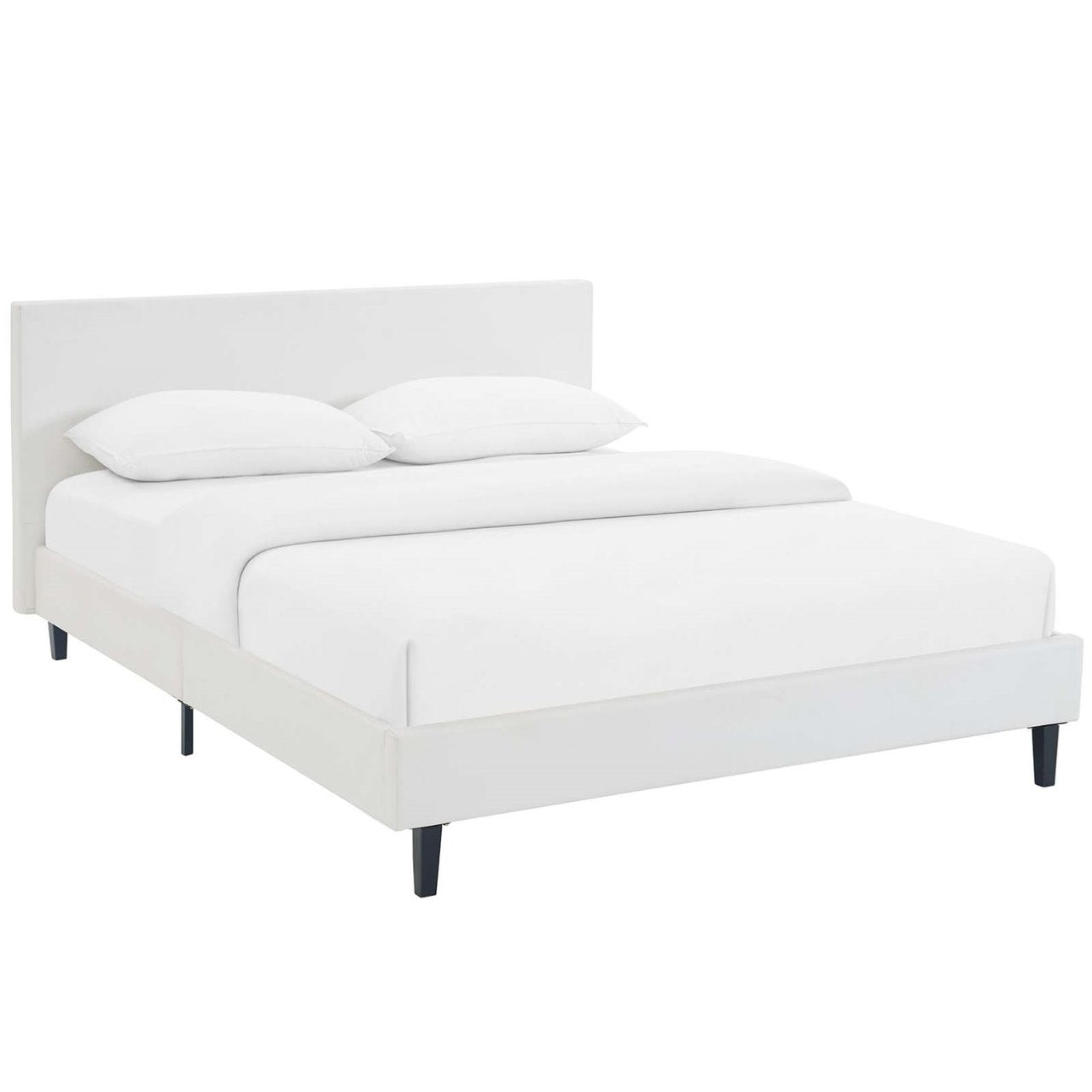 Anya Full Bed, White, Faux Leather 12209
