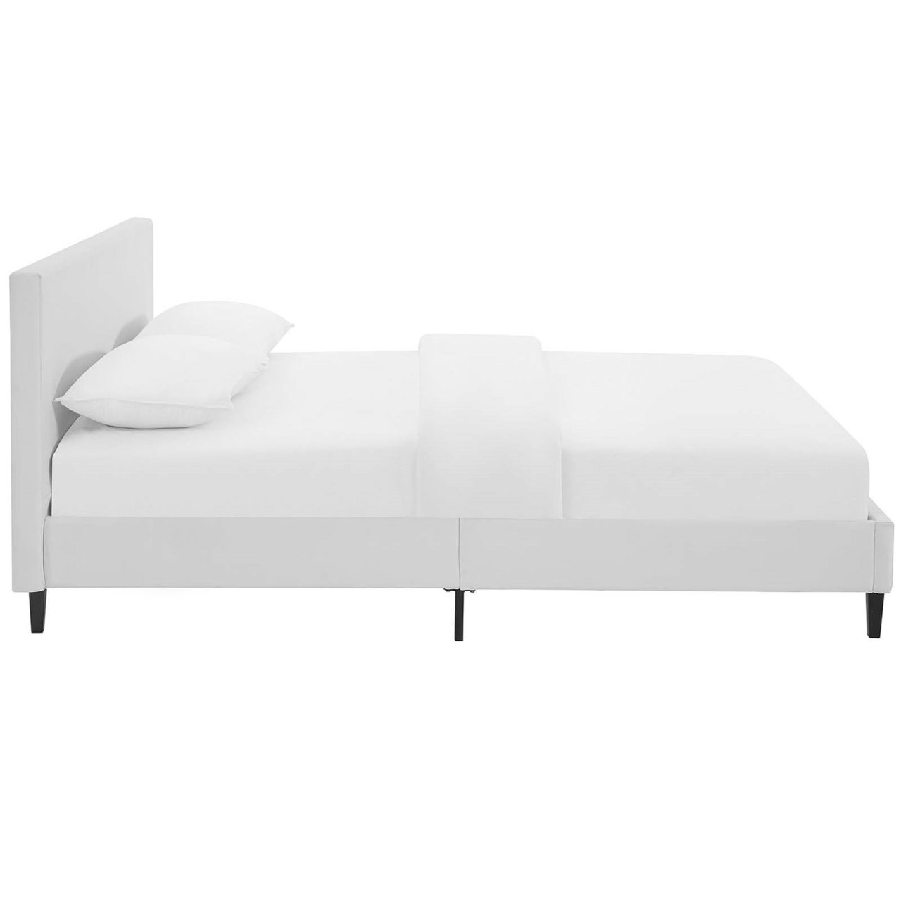 Anya Full Bed, White, Faux Leather 12209