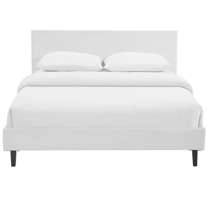 Anya Full Bed, White, Faux Leather 12209