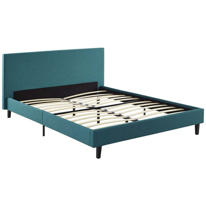 Anya Full Fabric Bed, Full Size, Fabric, Aqua Blue, 14368