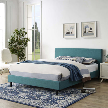 Anya Full Fabric Bed, Full Size, Fabric, Aqua Blue, 14368