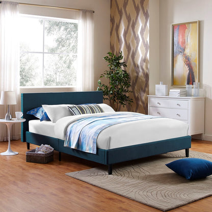 Anya Queen Bed, Navy, Fabric 12218