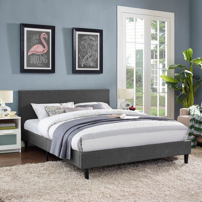 Anya Queen Bed, Grey, Fabric 12219