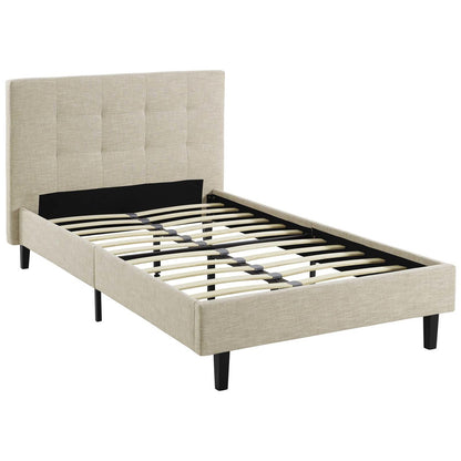 Linnea Twin Bed, Twin Size, Fabric, Beige, 14373