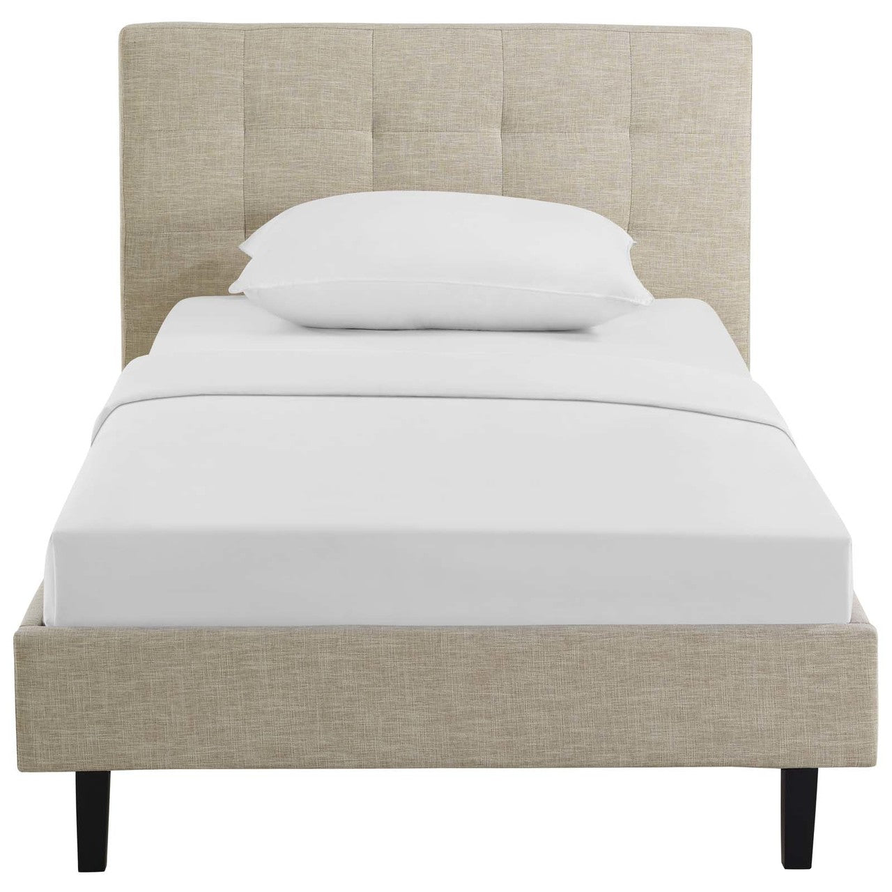 Linnea Twin Bed, Twin Size, Fabric, Beige, 14373