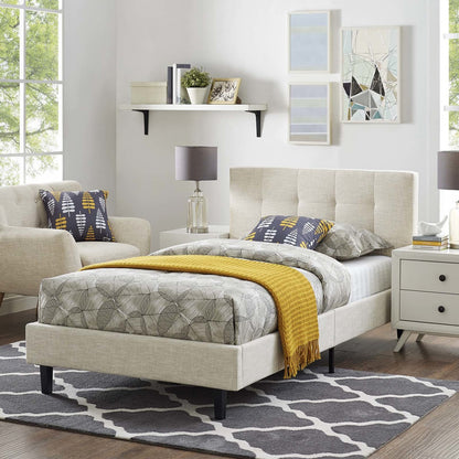 Linnea Twin Bed, Twin Size, Fabric, Beige, 14373