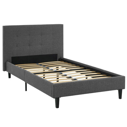 Linnea Twin Bed, Grey, Fabric 12226