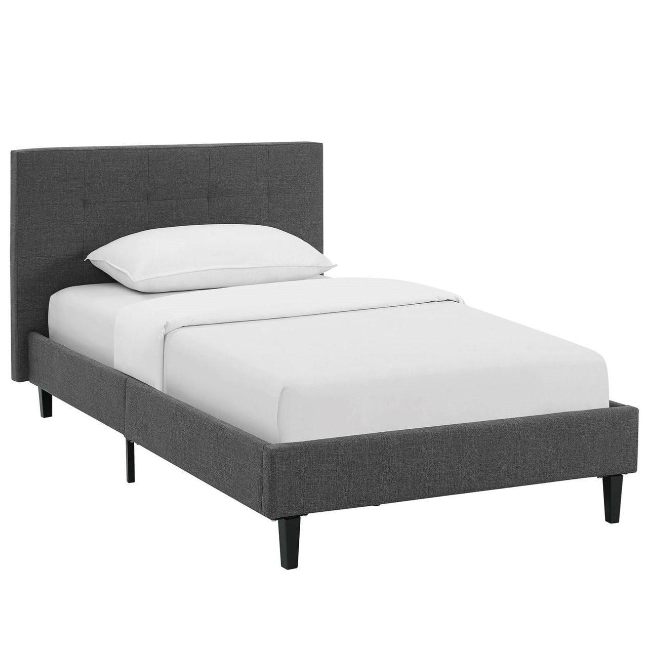 Linnea Twin Bed, Grey, Fabric 12226