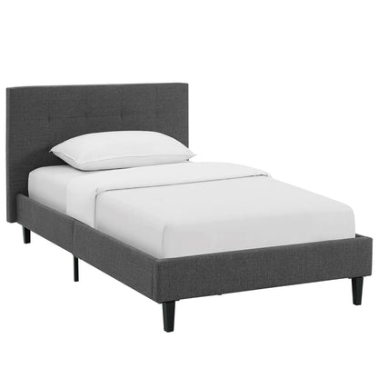 Linnea Twin Bed, Grey, Fabric 12226