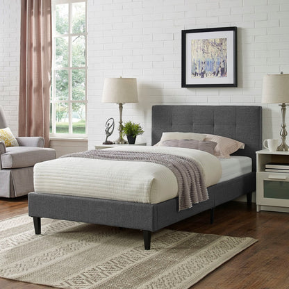 Linnea Twin Bed, Grey, Fabric 12226