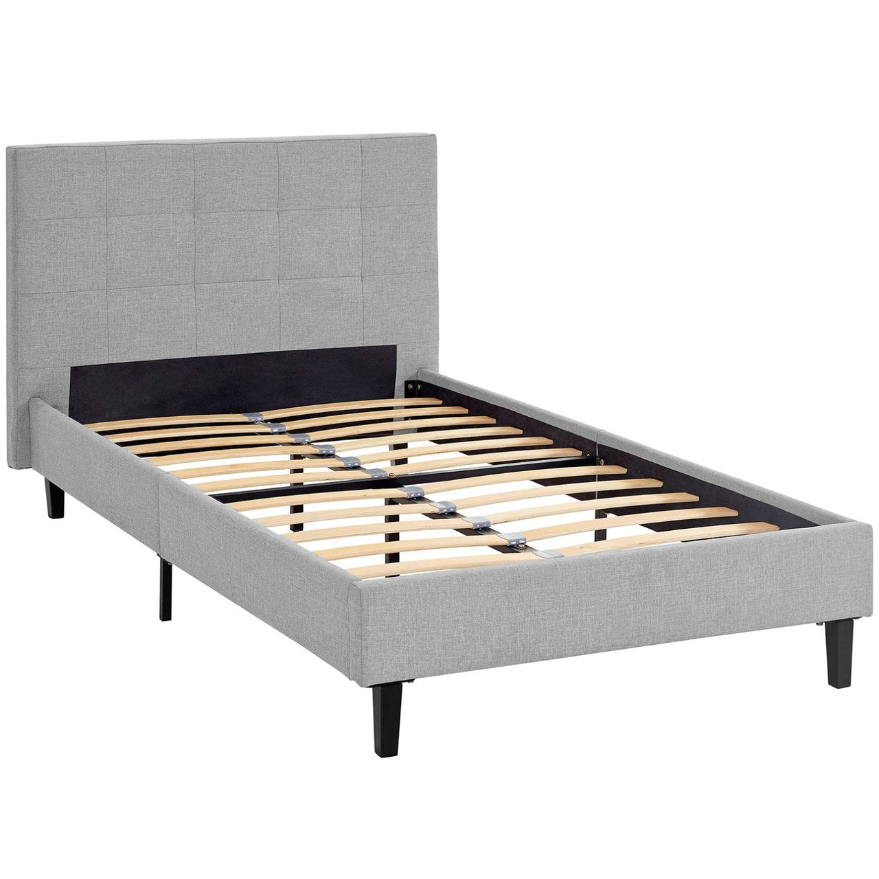 Linnea Twin Bed, Grey, Fabric 12227