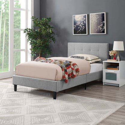 Linnea Twin Bed, Grey, Fabric 12227