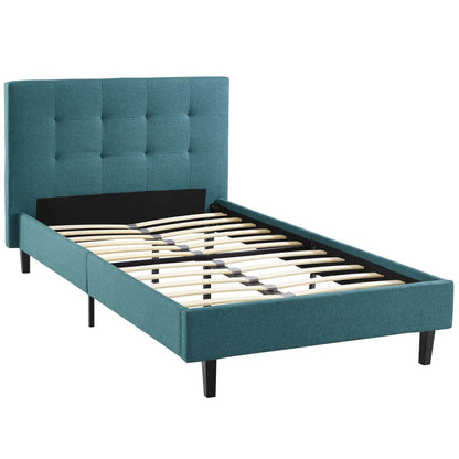 Linnea Twin Bed, Twin Size, Fabric, Aqua Blue, 14374