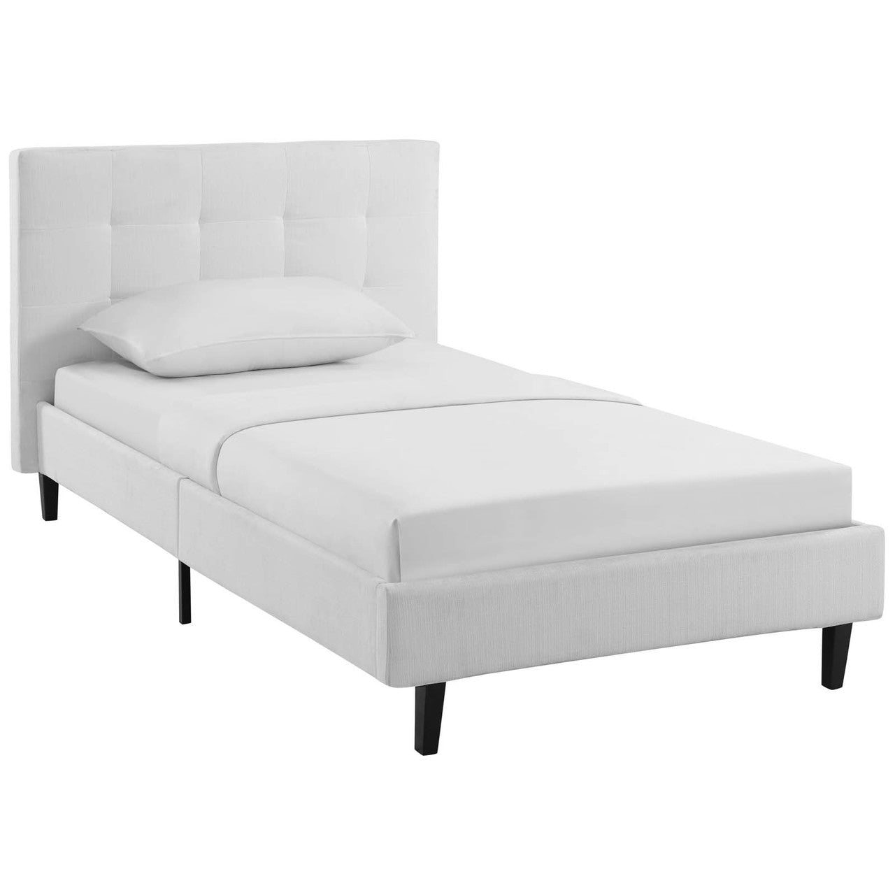 Linnea Twin Bed, Twin Size, Fabric, White, 14375