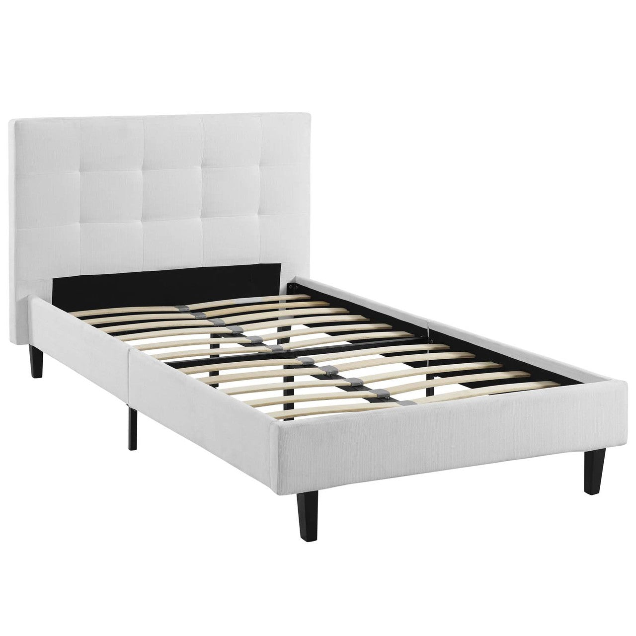 Linnea Twin Bed, Twin Size, Fabric, White, 14375