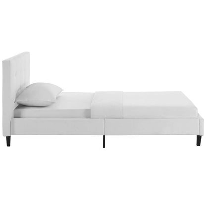 Linnea Twin Bed, Twin Size, Fabric, White, 14375