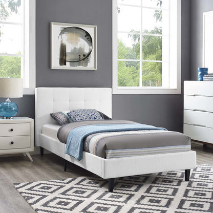 Linnea Twin Bed, Twin Size, Fabric, White, 14375